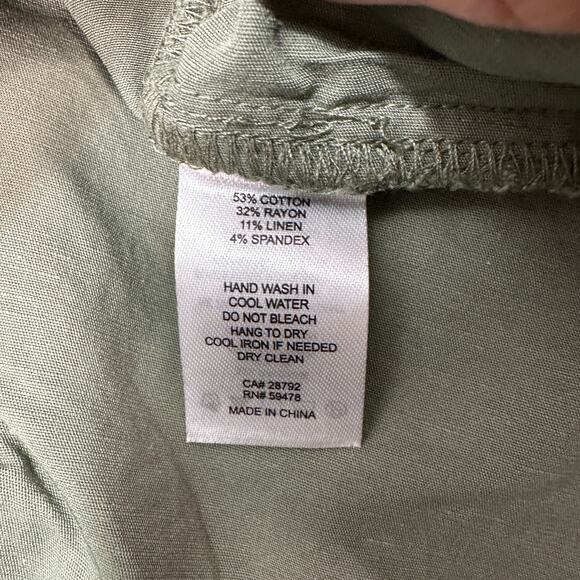 Nicole Miller NY Hi-Rise Straight Leg Pants WMNS 6 Olive Green Stretch Uitlity - Picture 4 of 11